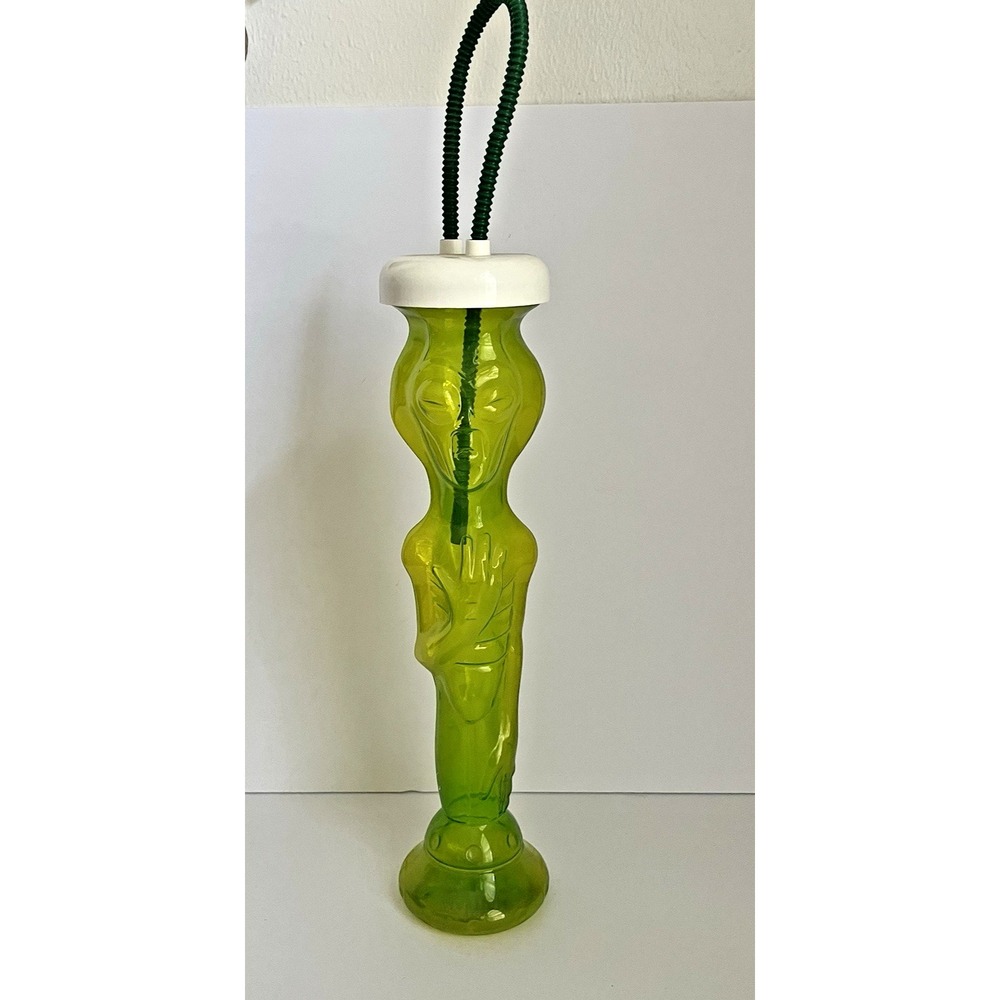 The Martian 16" Tall Neon Green Alien Drink Bottle UFO UAP By Betras Vintage 90s